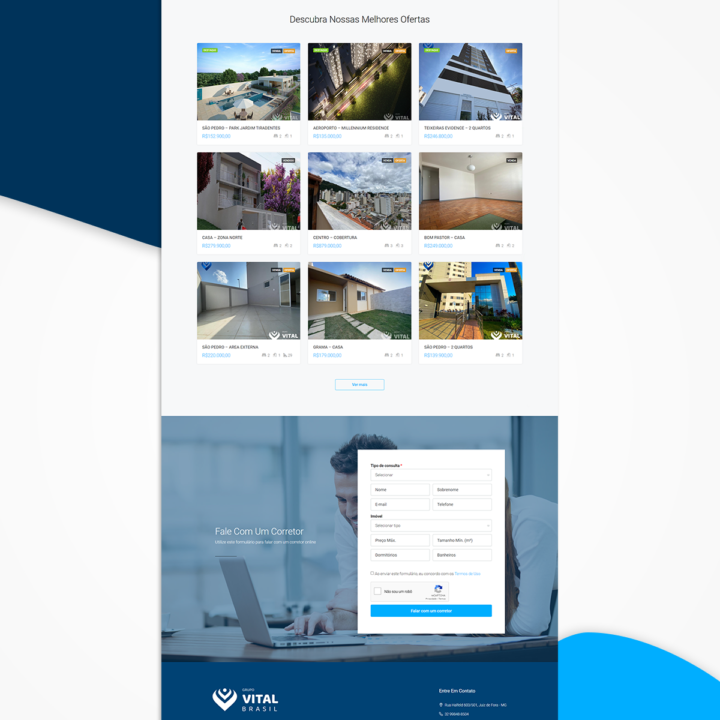 Página inicial para desktops do site Grupo Vital Brasil